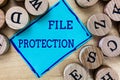 Word writing text File Protection. Business concept for Preventing accidental erasing of data using storage medium Royalty Free Stock Photo