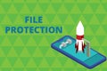 Word writing text File Protection. Business concept for Preventing accidental erasing of data using storage medium Ready Royalty Free Stock Photo