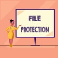 Word writing text File Protection. Business concept for Preventing accidental erasing of data using storage medium Royalty Free Stock Photo