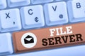 Word writing text File Server. Business concept for device which controls access to separately stored data White pc Royalty Free Stock Photo
