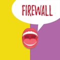 Word writing text Firewall. Business concept for protect network or system from unauthorized access with firewall