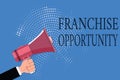 Word writing text Franchise Opportunity. Business concept for Business License Privilege Owner to Dealer Affiliation