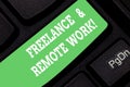 Word writing text Freelance And Remote Work. Business concept for Independent working modern online type of job Keyboard Royalty Free Stock Photo