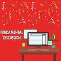 Word writing text Fundamental Discussion. Business concept for Necessary action or process of talking something photo of