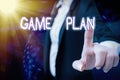 Word writing text Game Plan. Business concept for strategy worked out in advance in sport politics or business Royalty Free Stock Photo