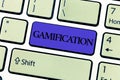 Word writing text Gamification. Business concept for Application of typical elements of game playing to other areas