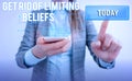 Word writing text Get Rid Of Limiting Beliefs. Business concept for remove negative beliefs and think positively Lady Royalty Free Stock Photo