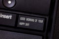 Word writing text Good Morning Of Your Happy Day. Business concept for Greeting best wishes happiness in life Keyboard Royalty Free Stock Photo