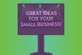 Word writing text Great Ideas For Your Small Business. Business concept for Good innovative solutions to start Blank Lamp Lighted