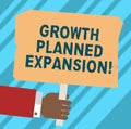 Word writing text Growth Planned Expansion. Business concept for exposing the business to a wider customers Hu analysis