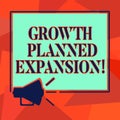 Word writing text Growth Planned Expansion. Business concept for exposing the business to a wider customers Megaphone