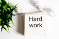 Word writing text HARD WORK on white stickers.Business Royalty Free Stock Photo