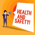 Word writing text Health And Safety. Business concept for being in good condition harmless Workouts Healthy food.