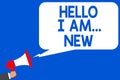 Word writing text Hello I Am... New. Business concept for Introduce yourself Meeting Greeting Work Fresh worker School Multiple li