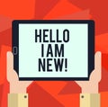 Word writing text Hello I Am New. Business concept for Introducing yourself to unknown showing newbie in the team Hu Royalty Free Stock Photo