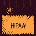Word writing text Hipaa. Business concept for Health Insurance Portability and Accountability Act.