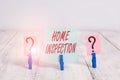 Word writing text Home Inspection. Business concept for noninvasive examination of the condition of a home Scribbled and crumbling Royalty Free Stock Photo