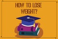 Word writing text How To Lose Weightquestion. Business concept for Strategies to get fitter stop being fat Color