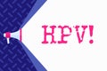 Word writing text Hpv. Business concept for Huanalysis Papillomavirus Infection Sexually Transmitted Disease Illness. Royalty Free Stock Photo