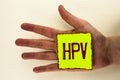 Word writing text Hpv. Business concept for Human Papillomavirus Infection Sexually Transmitted Disease Illness written on Sticky Royalty Free Stock Photo