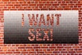 Word writing text I Want Sex. Business concept for To desire sexual intercourse Excitement Brick Wall art like Graffiti Royalty Free Stock Photo