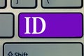 Word writing text Id. Business concept for A card or document that serves to identify a demonstrating Proof of identity