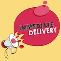 Word writing text Immediate Delivery. Business concept for Send it Now Custom Procedure to dispose Promptly Royalty Free Stock Photo