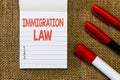 Word writing text Immigration Law. Business concept for Emigration of a citizen shall be lawful in making of travel Royalty Free Stock Photo