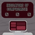 Word writing text Indicators Of Compromise. Business concept for artifact observed on a network Forensic data Mounted Computer