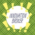 Word writing text Innovation Broker. Business concept for help to mobilise innovations and identify opportunities Asymmetrical Royalty Free Stock Photo