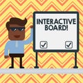 Word writing text Interactive Board. Business concept for standalone touchscreen computer used independently Businessman