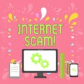 Word writing text Internet Scam. Business concept for type of fraud or scam which makes use of the Internet Business Royalty Free Stock Photo