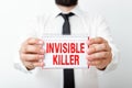 Word writing text Invisible Killer. Business concept for presence into the air of a substance which are harmful Model