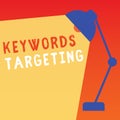 Word writing text Keywords Targeting. Business concept for Use Relevant Words to get High Ranking in Search Engines