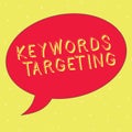 Word writing text Keywords Targeting. Business concept for Use Relevant Words to get High Ranking in Search Engines