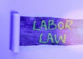 Word writing text Labor Law. Business concept for rules relating to rights and responsibilities of workers. Royalty Free Stock Photo