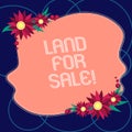 Word writing text Land For Sale. Business concept for Real Estate Lot Selling Developers Realtors Investment Blank Uneven Color Royalty Free Stock Photo