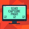 Word writing text Lead Capture Page. Business concept for landing sites that helps collect leads for promotions Blank Royalty Free Stock Photo