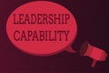 Word writing text Leadership Capability. Business concept for what a Leader can build Capacity to Lead Effectively Royalty Free Stock Photo