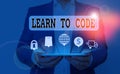 Word writing text Learn To Code. Business concept for Learn to write Software Be a Computer Programmer Coder. Royalty Free Stock Photo
