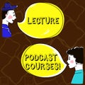 Word writing text Lecture Podcast Courses. Business concept for the online distribution of recorded lecture material Hand Drawn