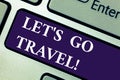 Word writing text Let S Is Go Travel. Business concept for Plan a trip visit new places countries cities adventure Royalty Free Stock Photo
