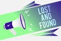 Word writing text Lost And Found. Business concept for Place where you can find forgotten things Search service Megaphone loudspea Royalty Free Stock Photo