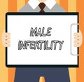 Word writing text Male Infertility. Business concept for Inability of a male to cause pregnancy in a fertile