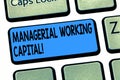 Word writing text Managerial Working Capital. Business concept for Shortterm liabilities and shortterm assets Keyboard