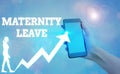 Word writing text Maternity Leave. Business concept for the leave of absence for an expectant or new mother