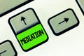 Word writing text Mediation. Business concept for intervention dispute in order to resolve it Arbitration Relaxation