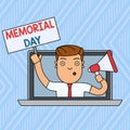 Word writing text Memorial Day. Business concept for remembering the military demonstratingnel who died in service Man Speaking Royalty Free Stock Photo