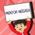 Word writing text Mentor Needed. Business concept for Guidance advice support training required Young Smiling Student