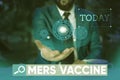 Word writing text Mers Vaccine. Business concept for get dose to improve immunity to viral respiratory disease Male